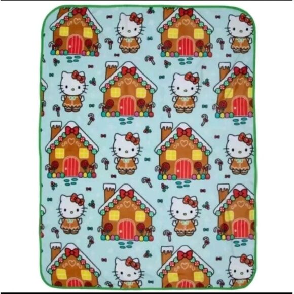 Hello Kitty Christmas Gingerbread Throw 46”x60” Blanket And Box NIB Gift Set - Picture 3 of 7
